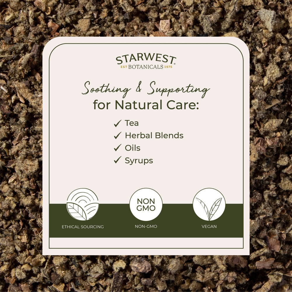 Starwest Botanicals Mullein leaf close-up, premium texture for herbal tea prep.