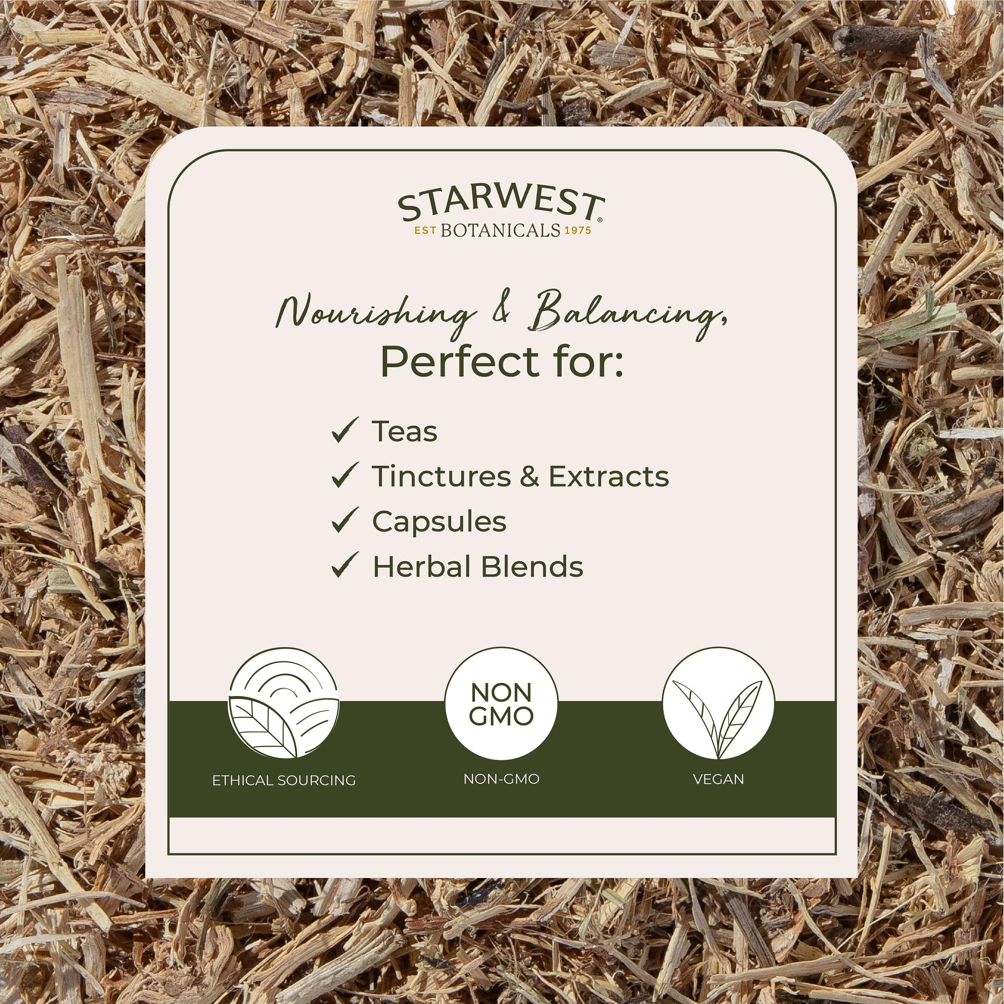 Starwest Botanicals nettle root cut and sifted for easy tea blends