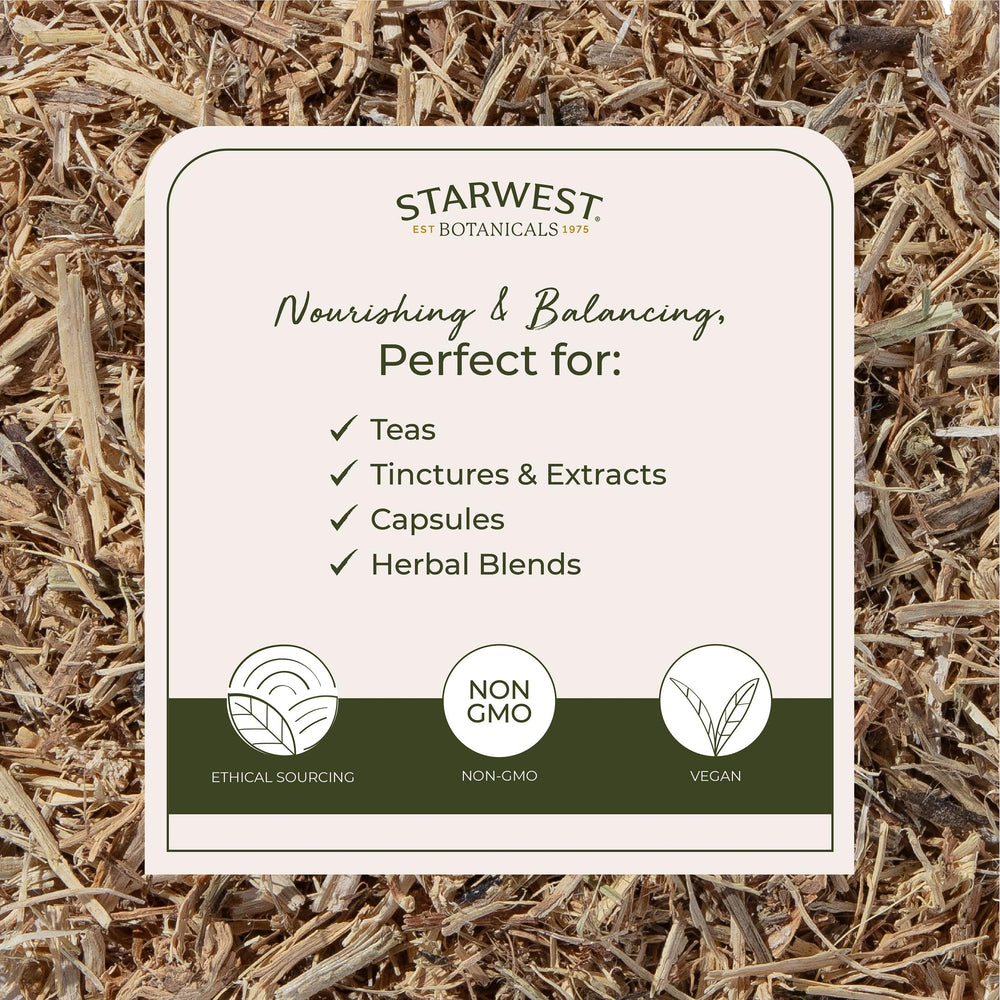 Starwest Botanicals nettle root cut and sifted for easy tea blends