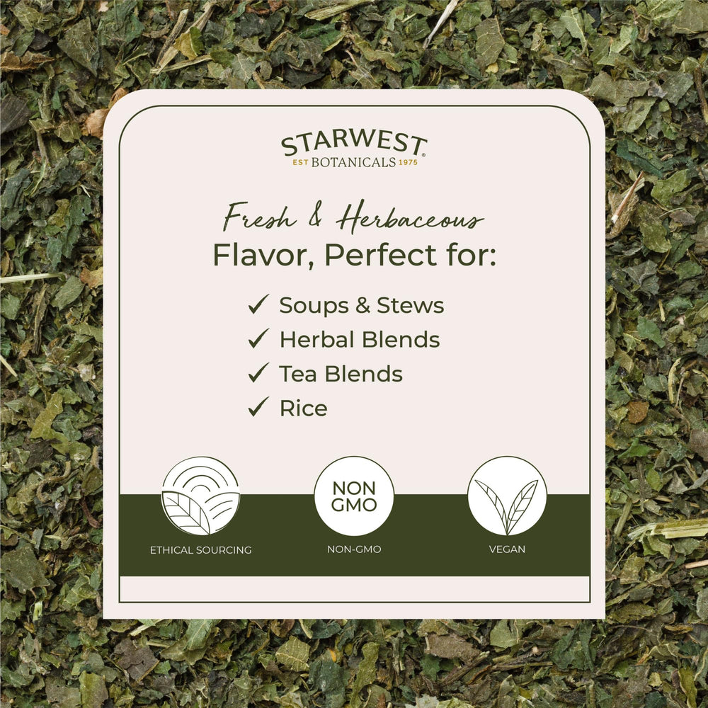 Organic certification and Kosher seal for Starwest nettle leaf.