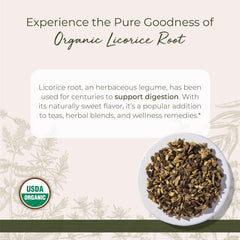Organic licorice root from Starwest Botanicals, ideal as a tea blend base.