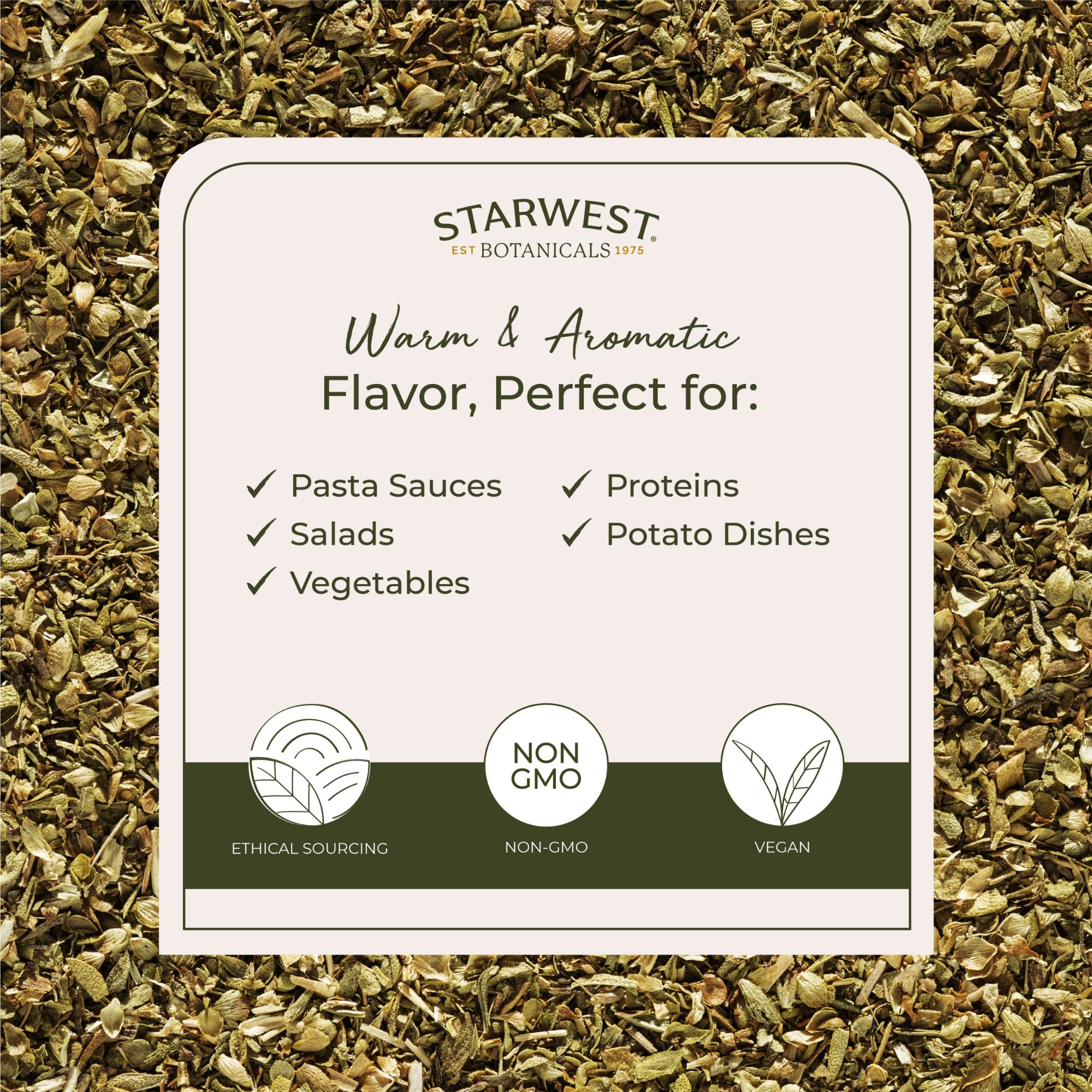Starwest Botanicals Organic oregano powder texture reveals fine, ready-to-use spice.
