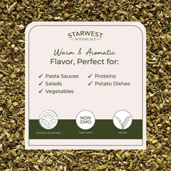 Starwest Botanicals Organic oregano powder texture reveals fine, ready-to-use spice.