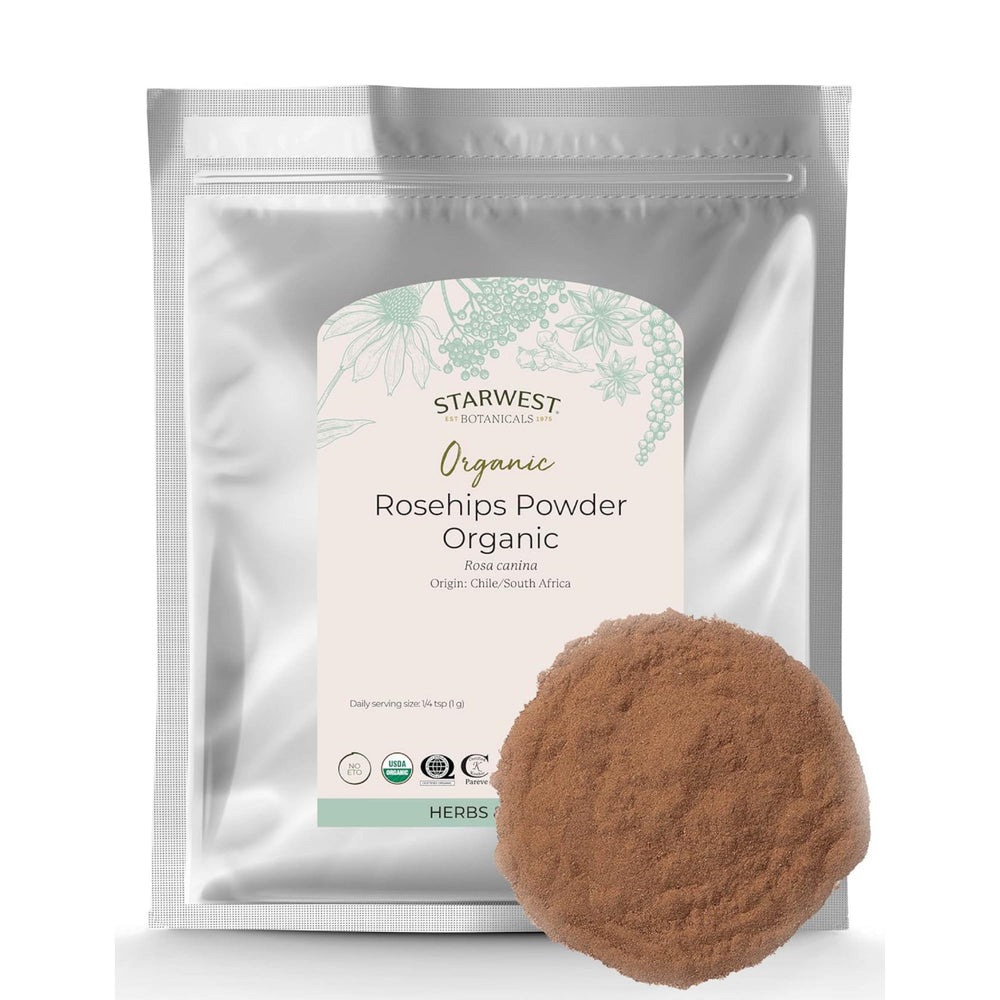 Starwest Botanicals Rosehips Powder in 1 lb bag for tea and baking