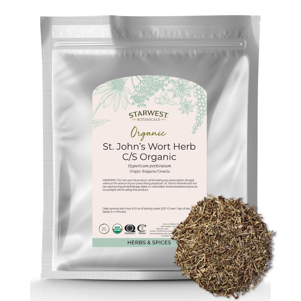 Starwest Botanicals St. John’s Wort loose leaf bag for calming tea rituals