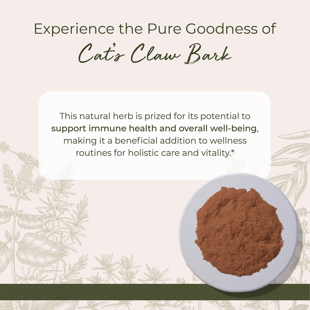 Starwest Cat's Claw bark powder tea blend close-up highlighting earthy flavor.