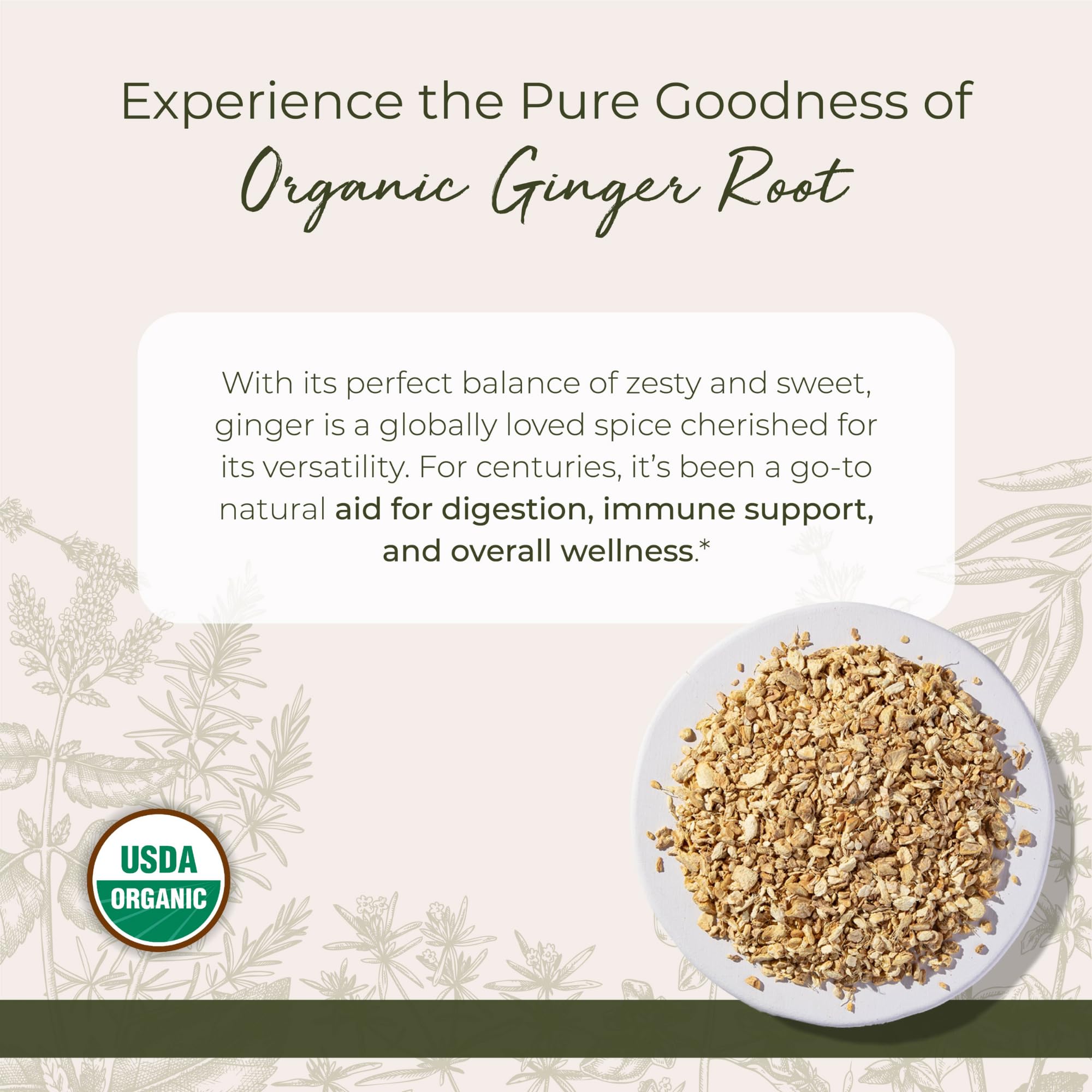 Starwest Botanicals Organic Ginger Root for tea infusion and warm flavor
