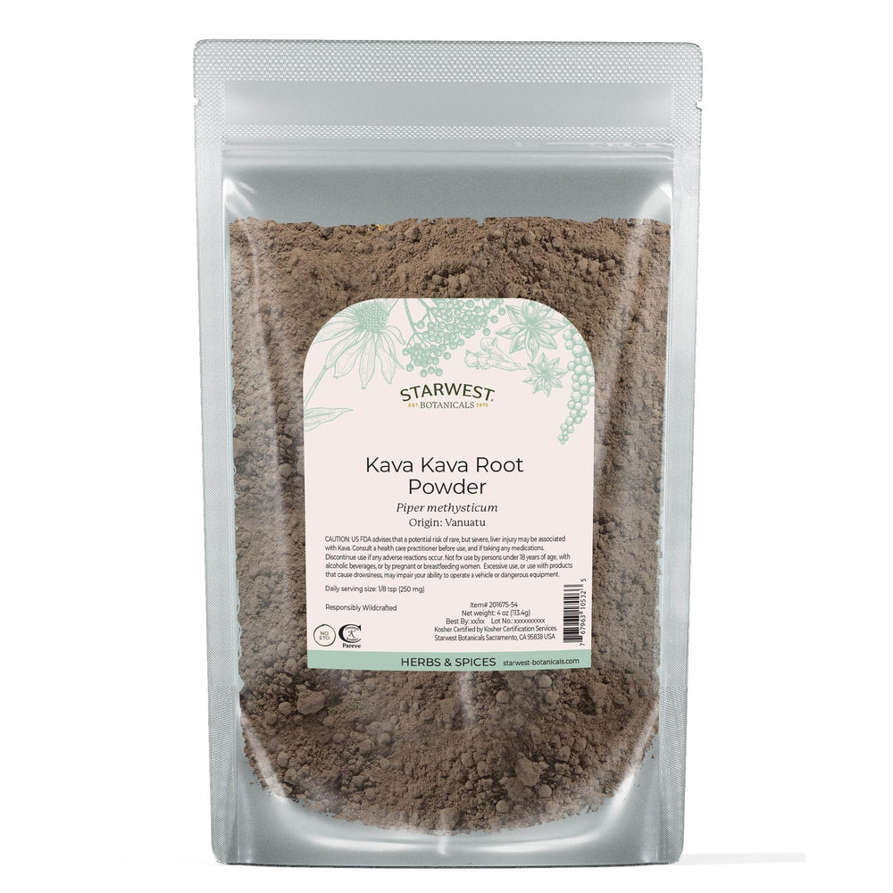 Starwest Kava Kava Root Powder bag for calming beverages