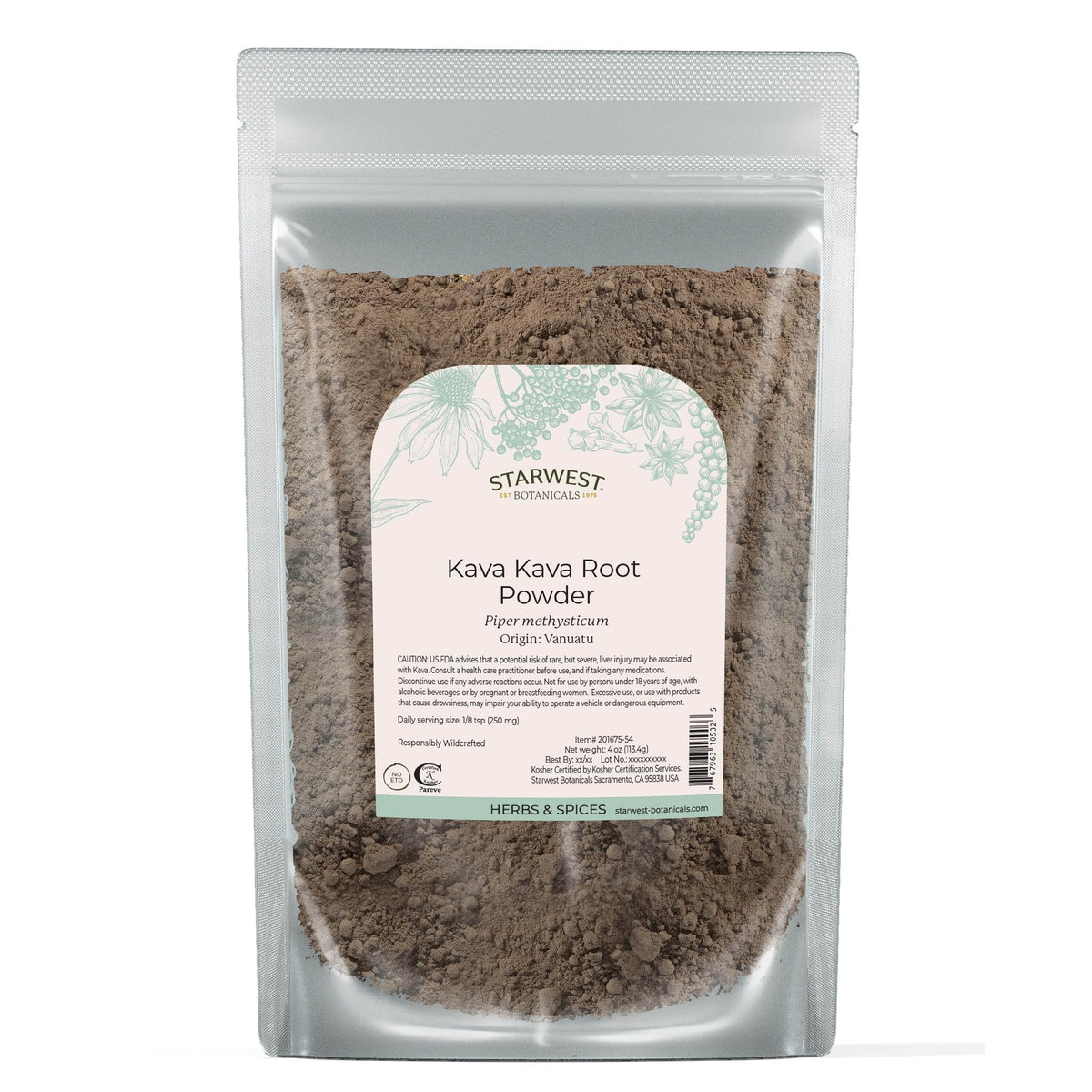 Starwest Kava Kava Root Powder bag for calming beverages