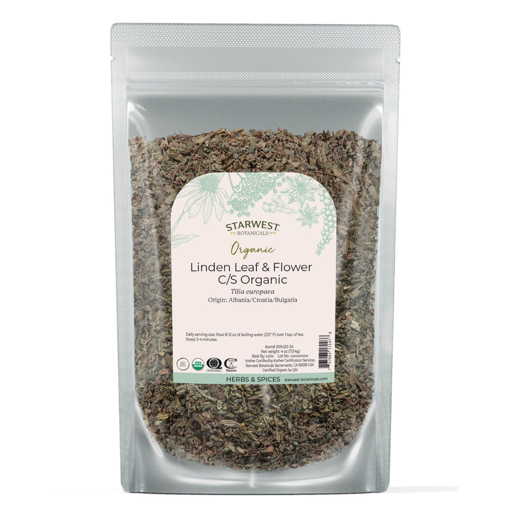 Starwest Linden leaf and flowers tea bag view for a fragrant brew