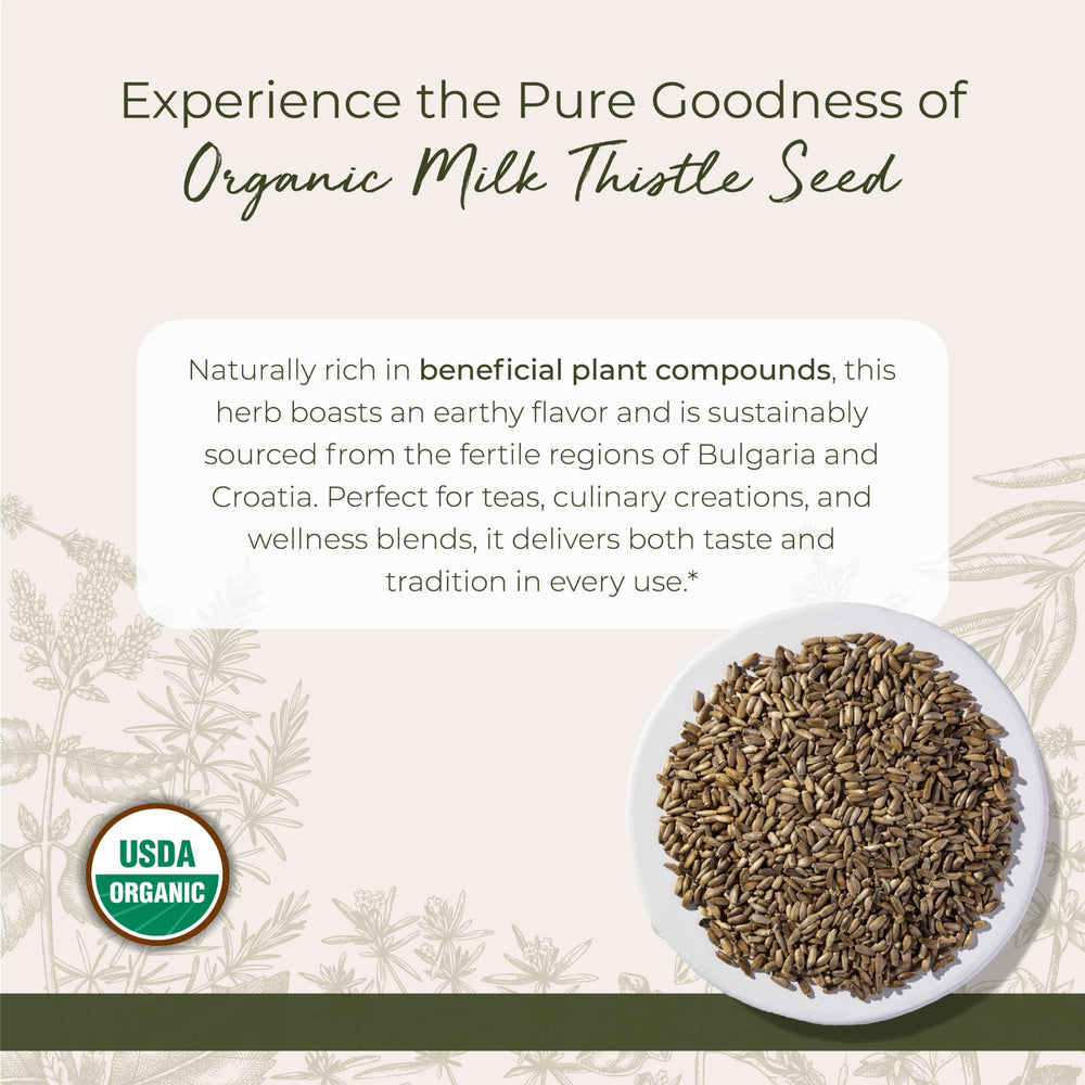 Starwest Milk Thistle seeds for tea brewing with a mild, earthy flavor.
