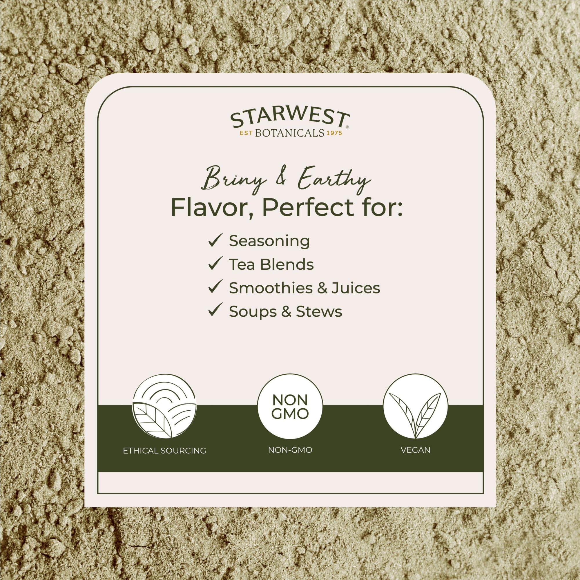 Starwest kosher-certified seaweed powder, ready for bulk cooking and mineral-rich dishes.