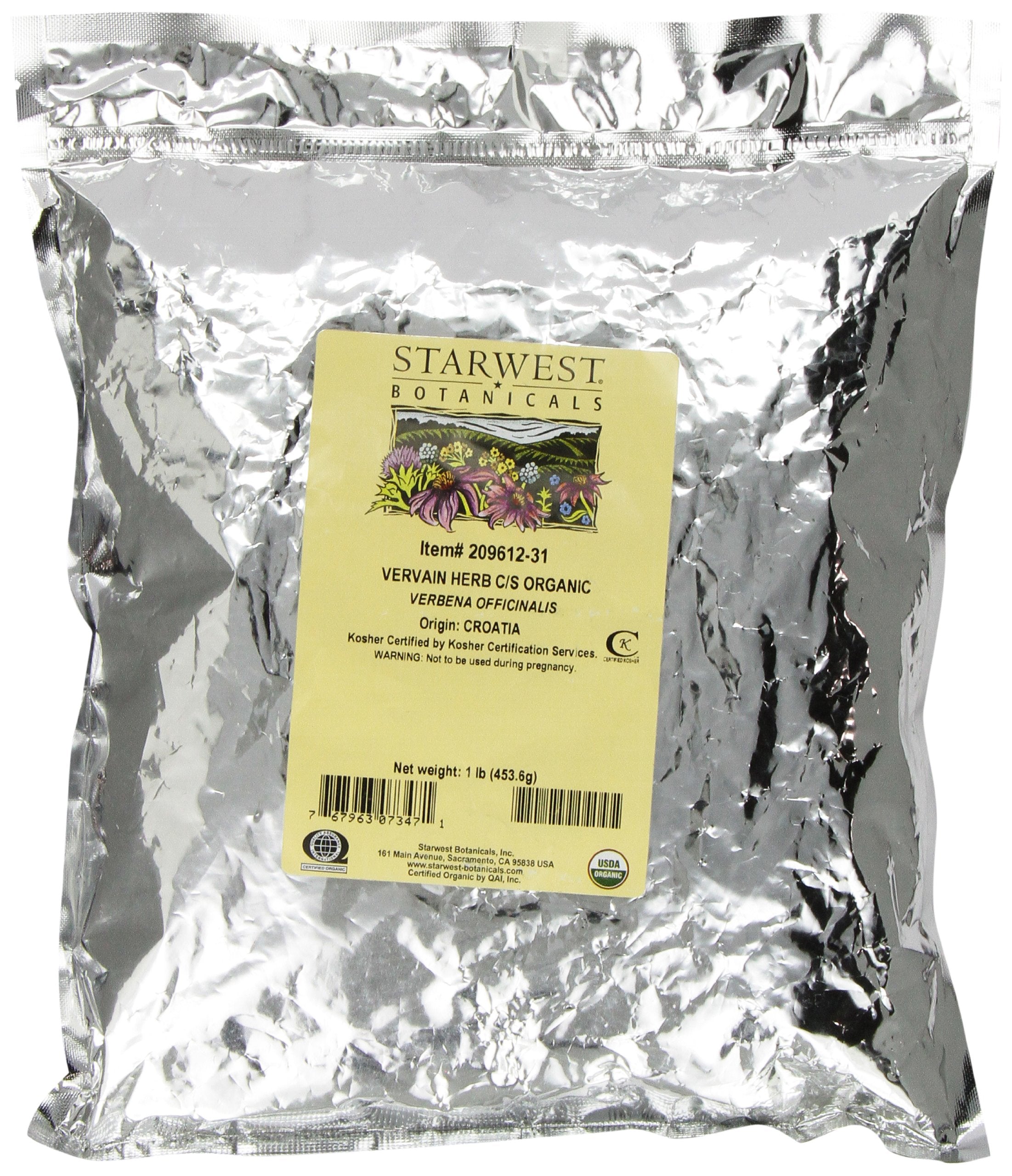 Starwest Botanicals vervain herb cut and sifted, ideal for tea blends and aromatics