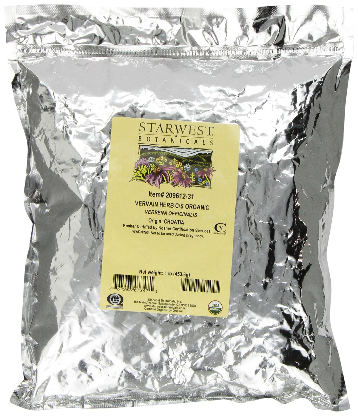 Starwest Botanicals vervain herb cut and sifted, ideal for tea blends and aromatics