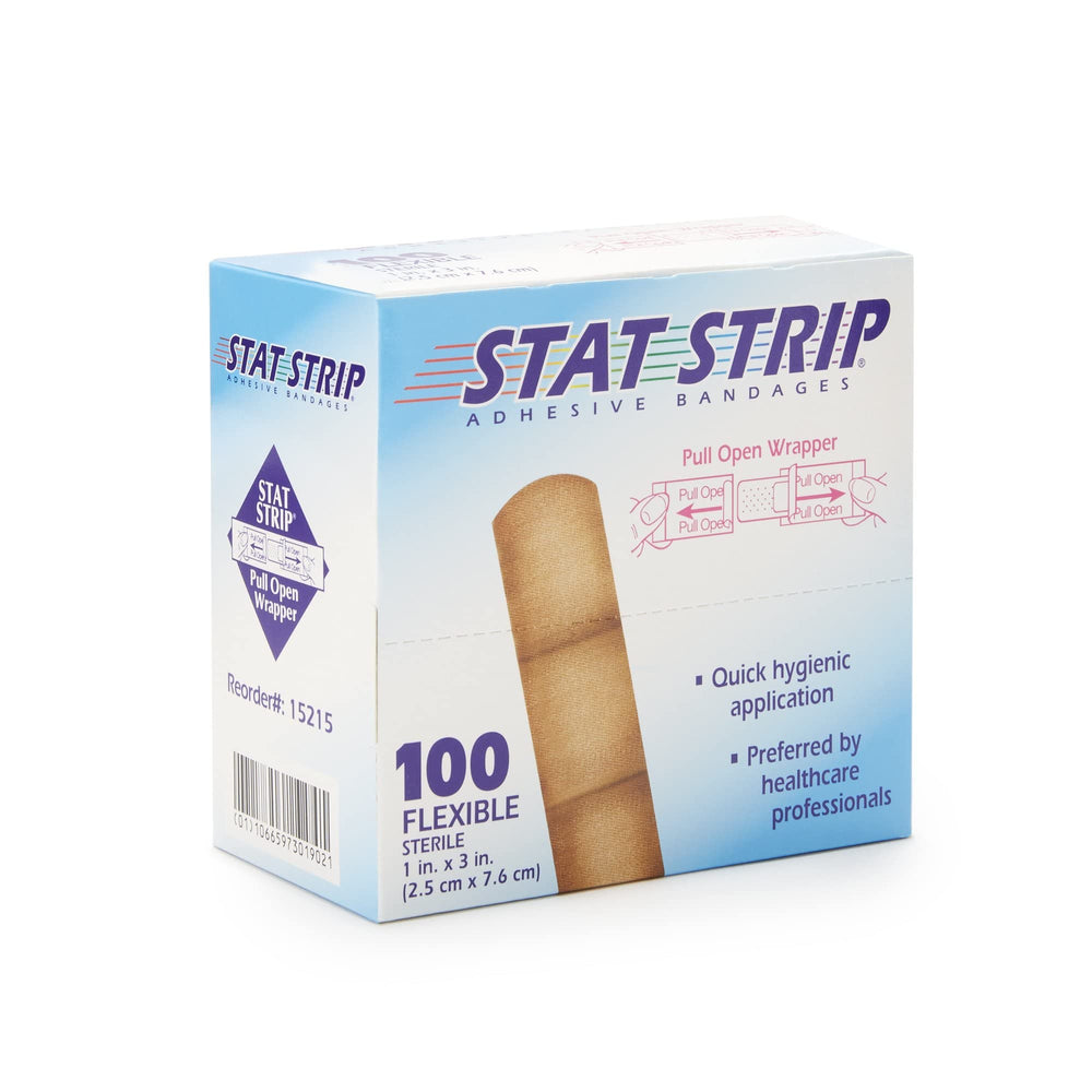 STAT STRIP wrapper tab close-up highlights easy open design
