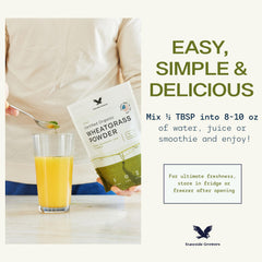 Stateside Growers wheatgrass powder packaging front display of branding.