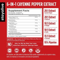 STAY ALIVE Cayenne Capsules being poured emphasizes easy daily intake