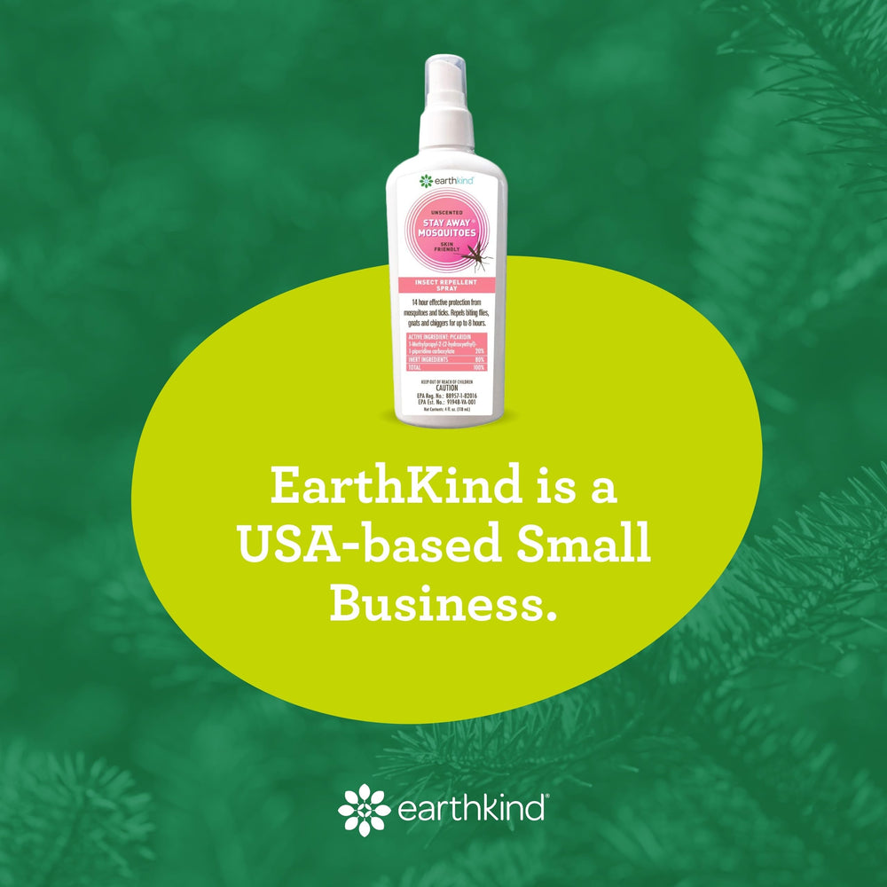 Compact 4-ounce EarthKind Stay Away bottle suitable for travel.