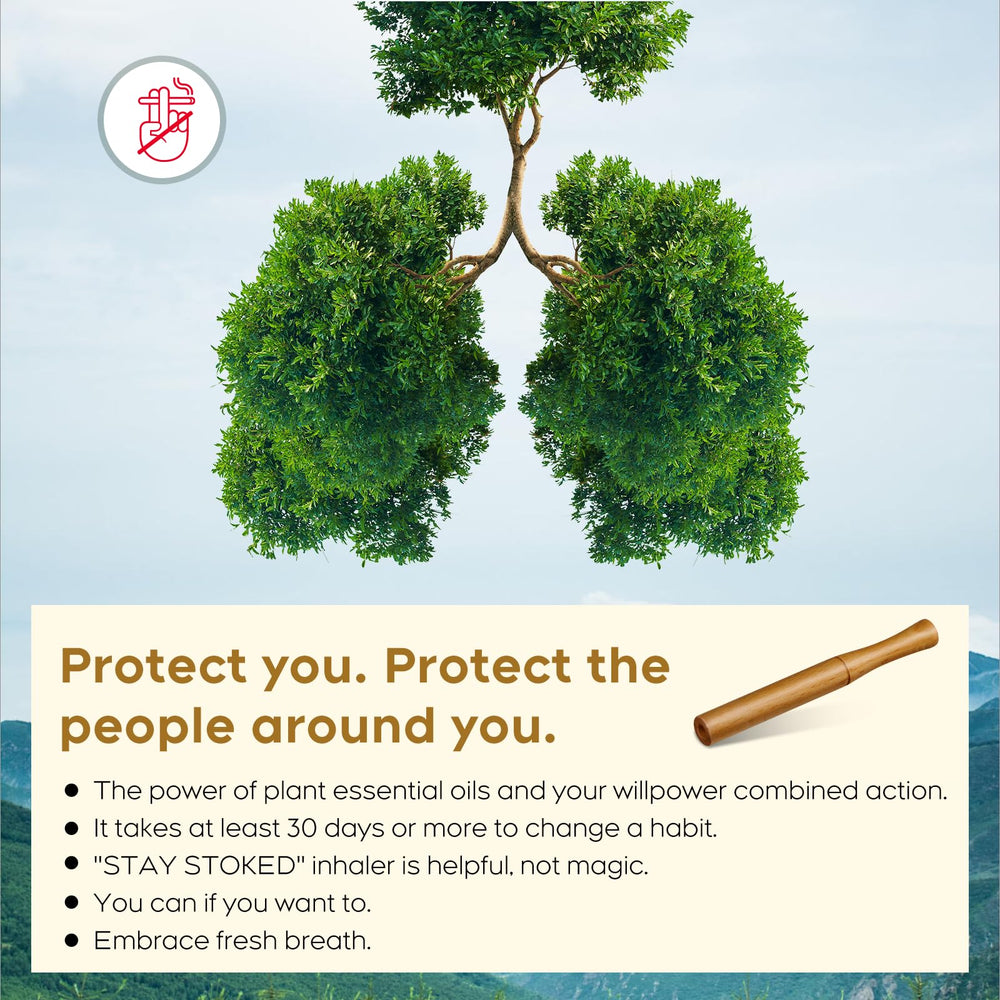 STAY STOKED inhaler with herbal extracts label showcases natural aroma for refreshing breath.