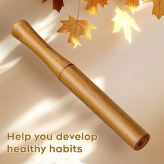 STAY STOKED wooden inhaler close-up reveals wood grain and durable, comfortable handling.