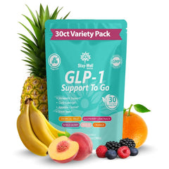 Stay-Well Naturals GLP-1 drink mix bottle on the counter promotes appetite balance