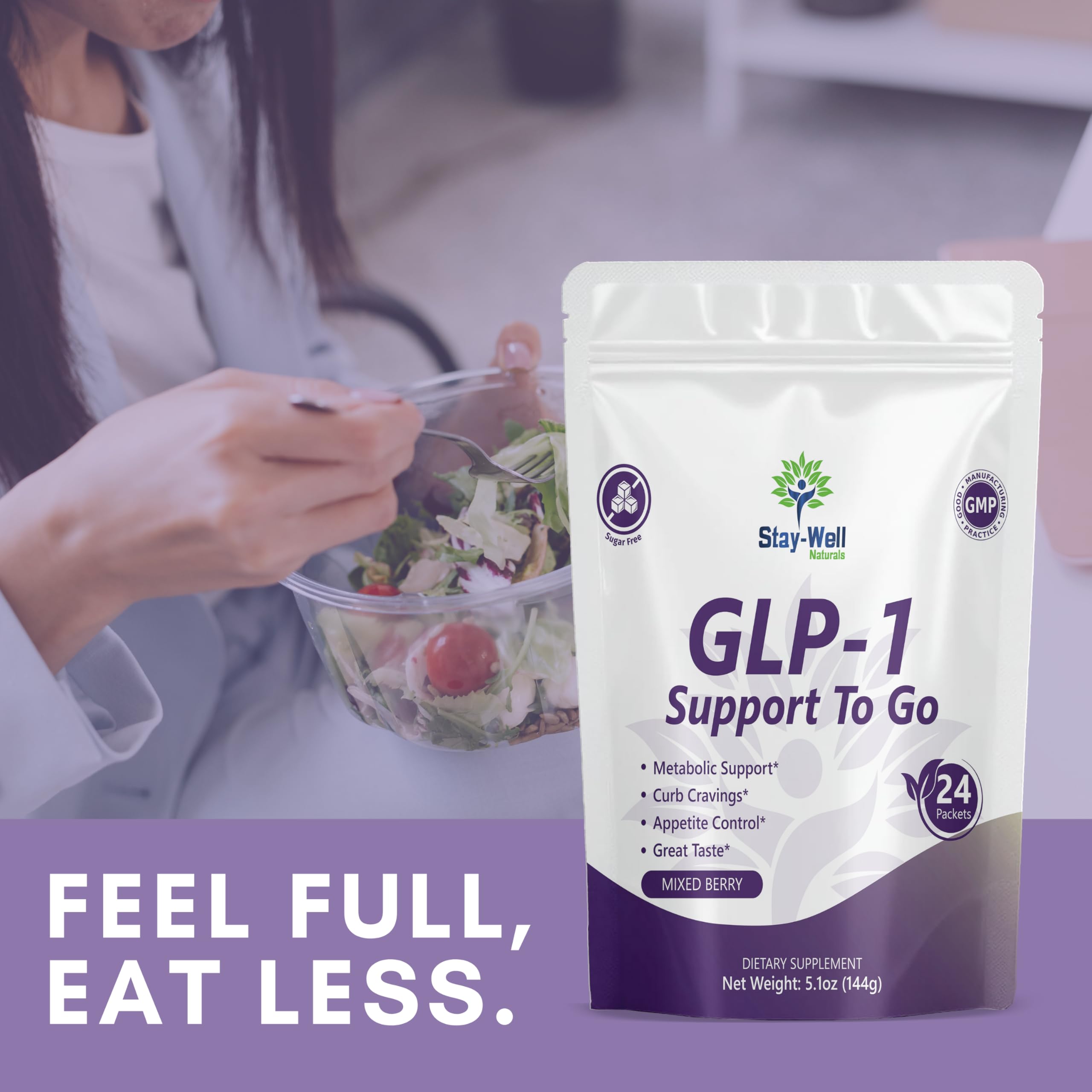 Stay-Well Naturals GLP-1 ingredient-chart highlights natural plant extracts for balanced wellness.
