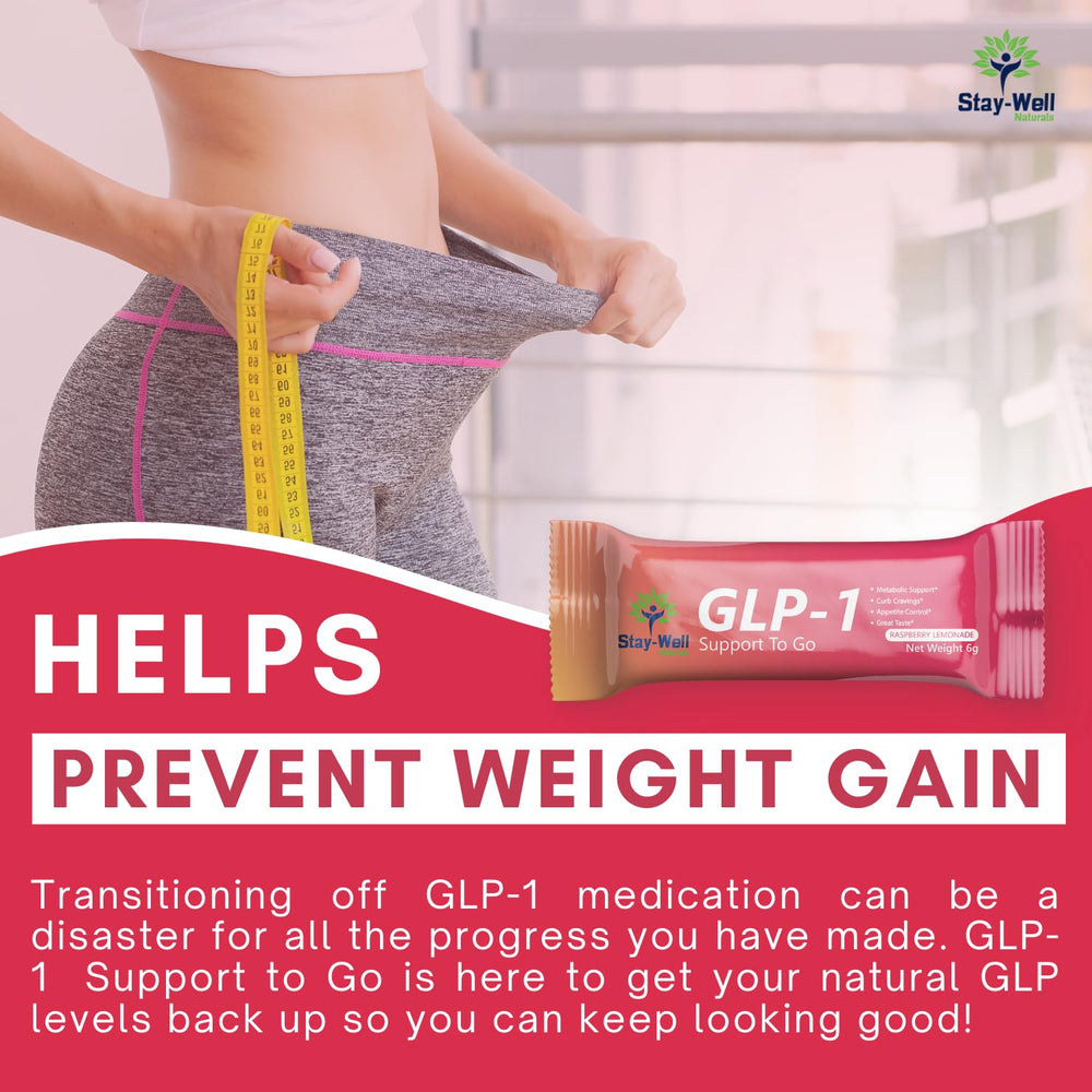 Stay-Well Naturals GLP-1 Support To Go powder dissolves smoothly in water for quick refreshment