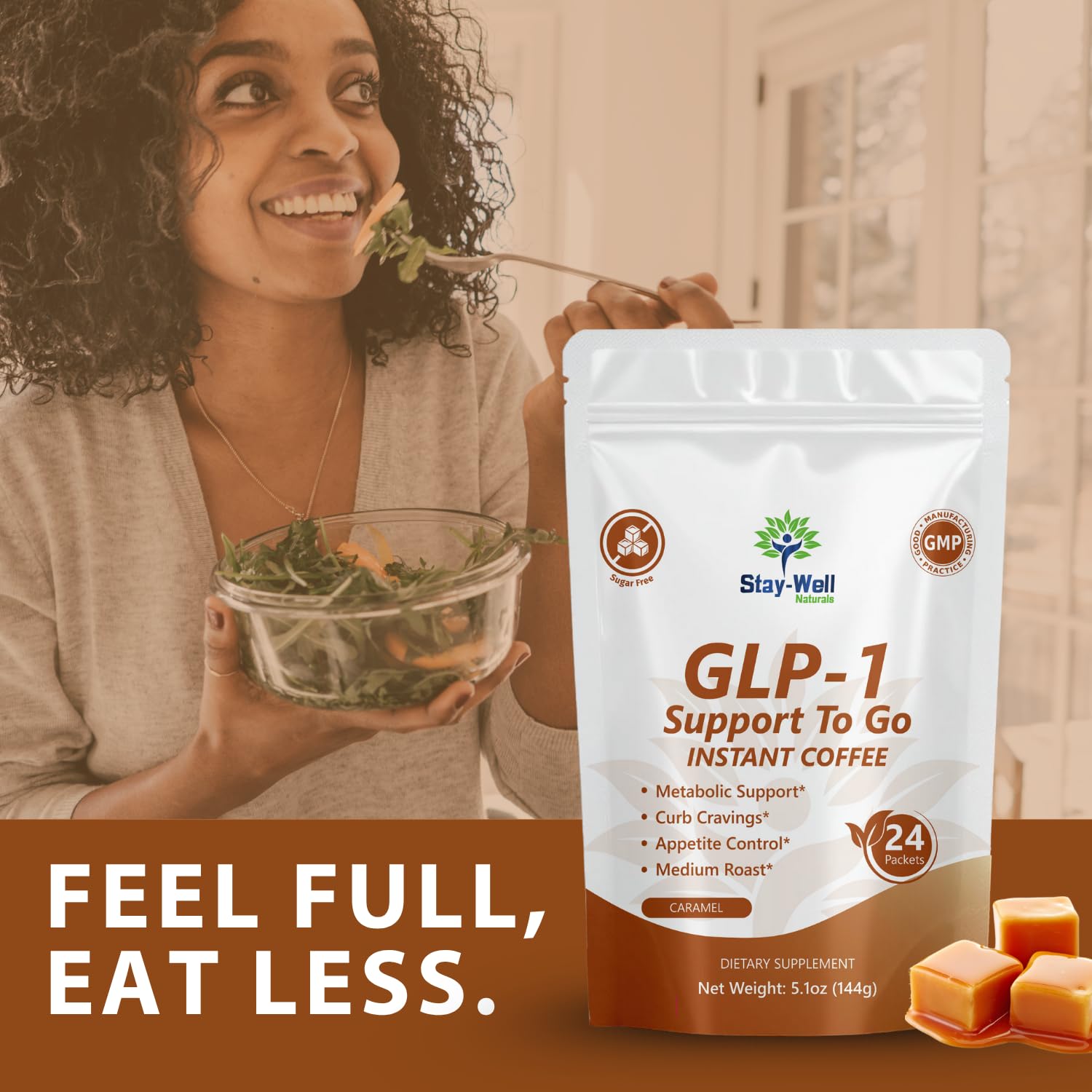 Stay-Well Slim Coffee GLP-1 powder scoop for quick prep.