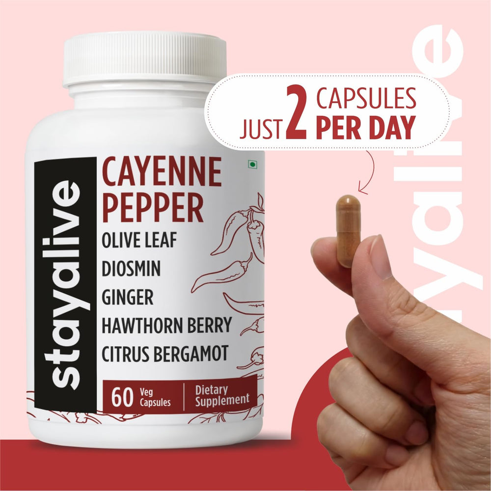 STAY ALIVE vegan and gluten-free capsules designed for inclusive diets.