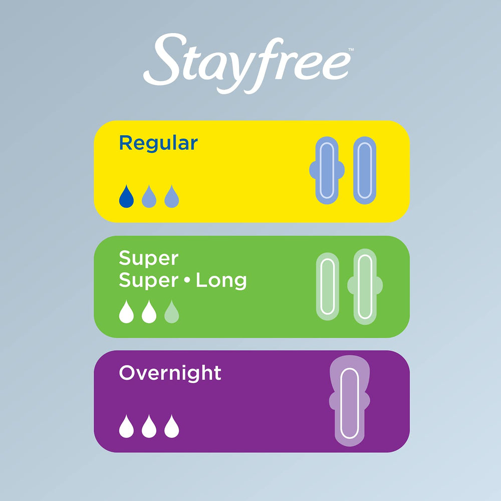 Stayfree Maxi Pads for Women Super adhesive keeps pad securely in place