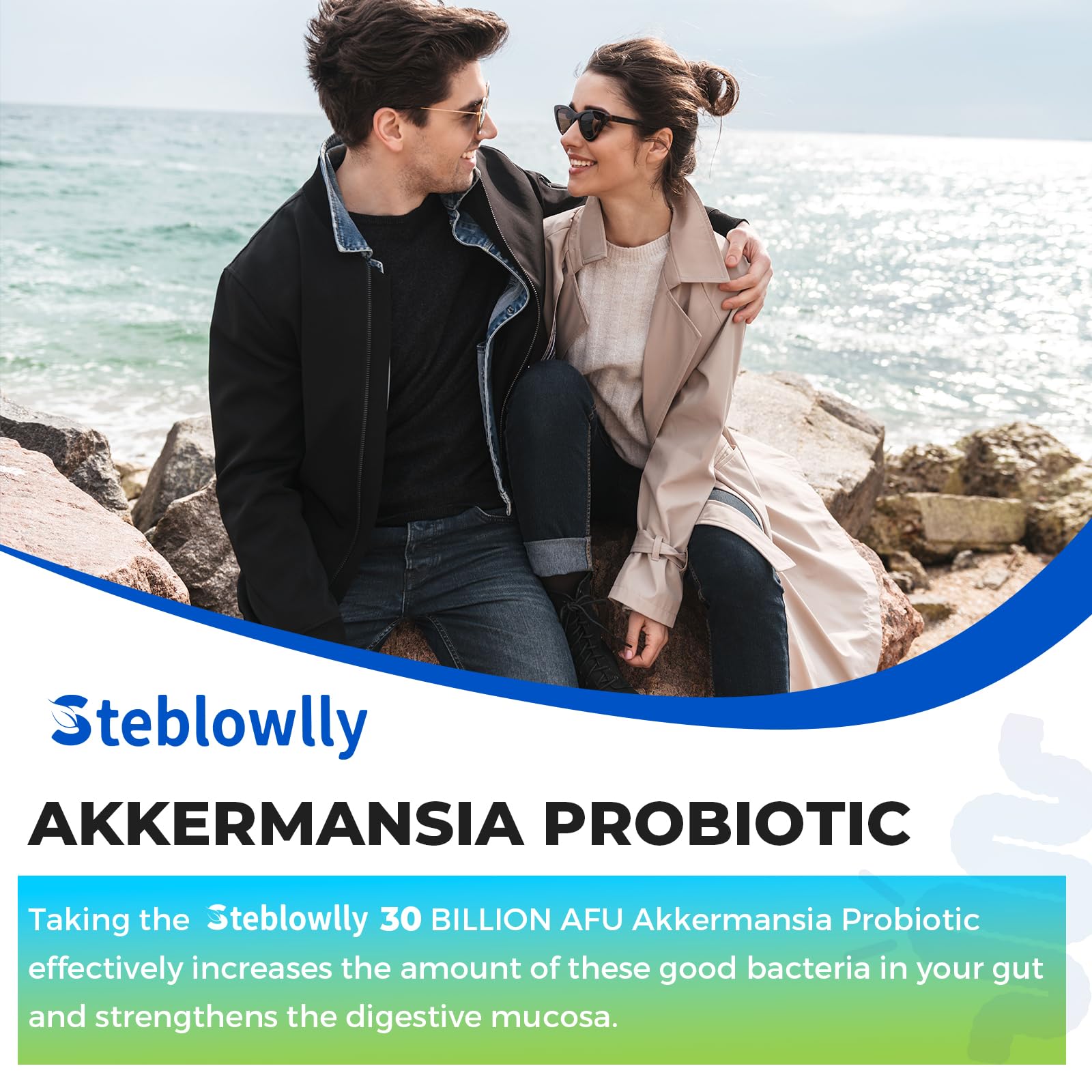 Steblowlly Akkermansia delayed-release technology protects probiotics through stomach acid.