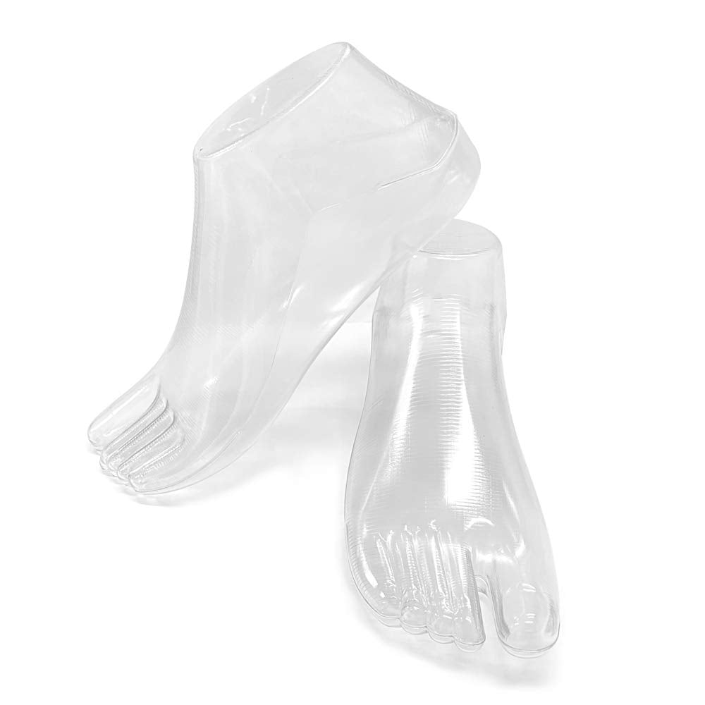 SteelFever transparent foot model pair for ankle-high shoe display.