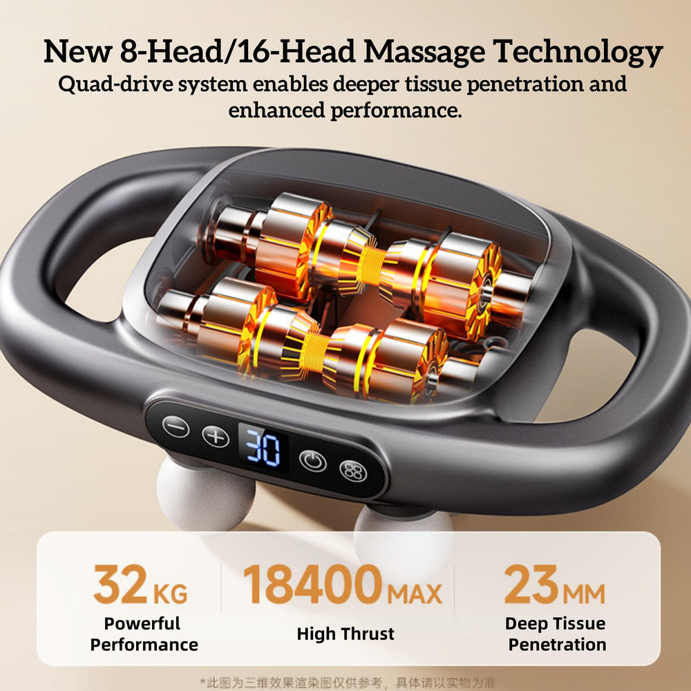 Stellamist 16 head massage gun set side handle for comfortable extended sessions.