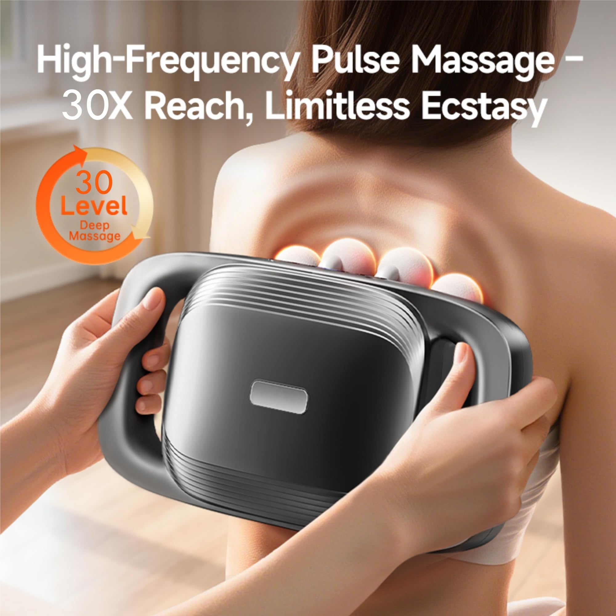 Stellamist Upgraded 16-Head Massage Gun ergonomic grip for comfortable long sessions.