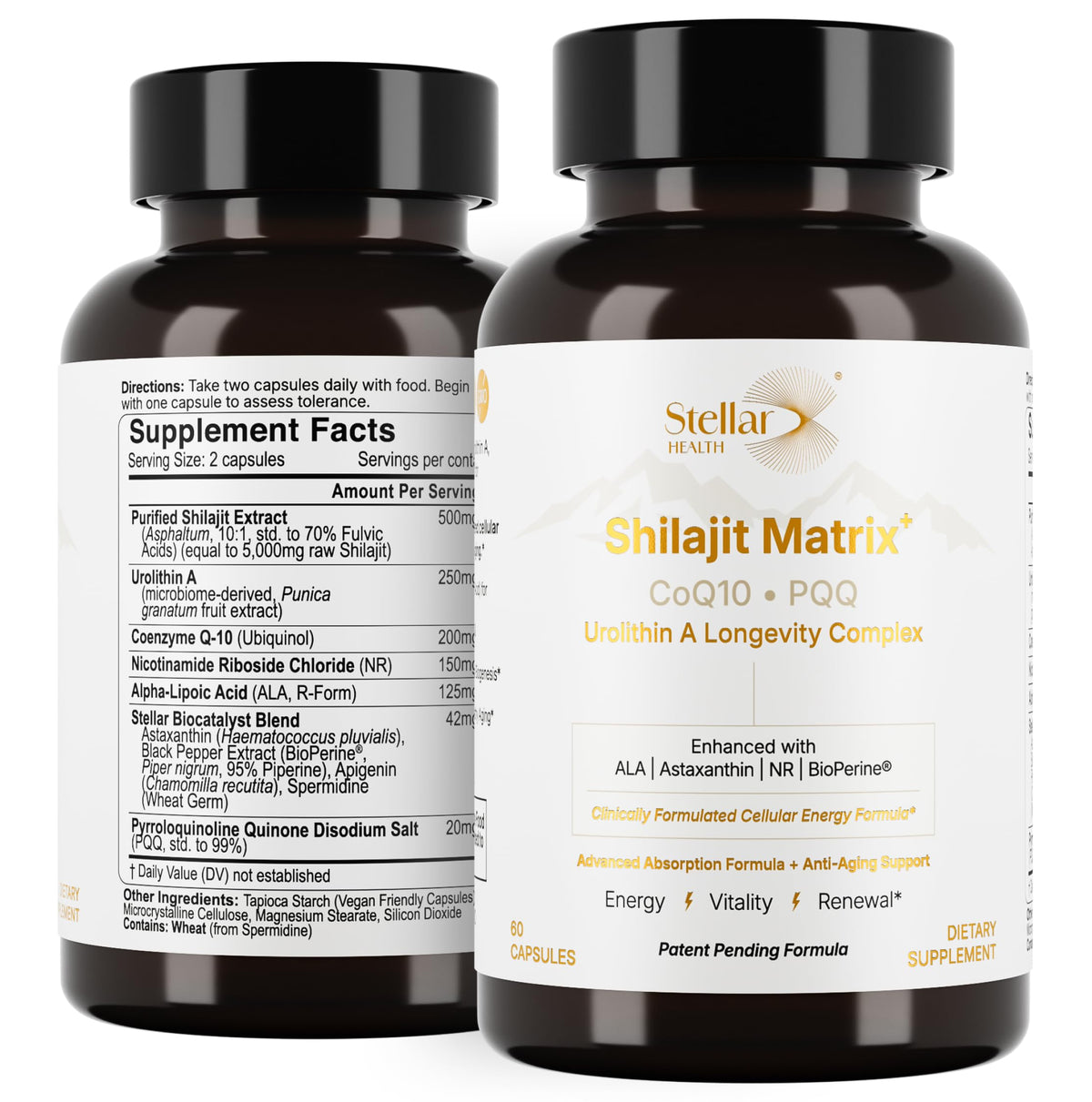 Stellar Health Clinical Mitochondrial Complex bottle front with capsules for daily energy support