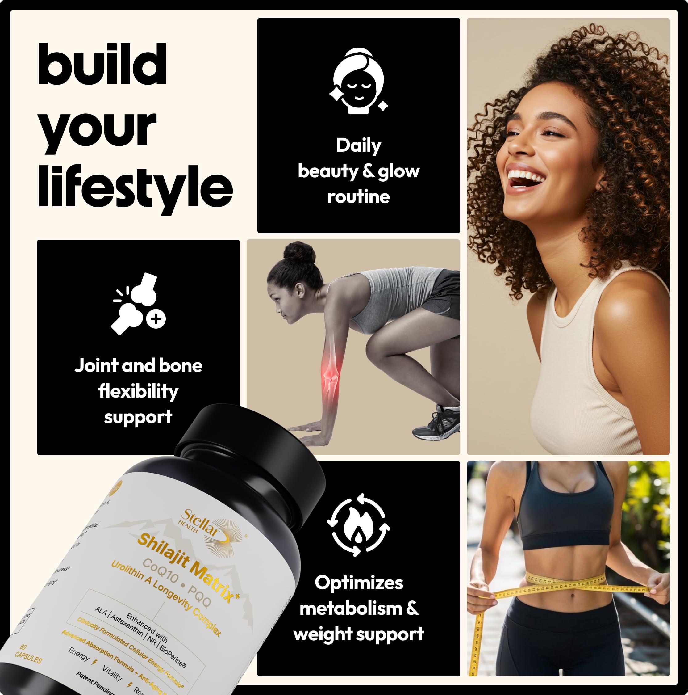 Wellness shelf setup featuring Stellar Health Clinical Mitochondrial Complex