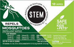 Stem Repels Mosquitoes wipes highlight botanical extracts for gentle protection