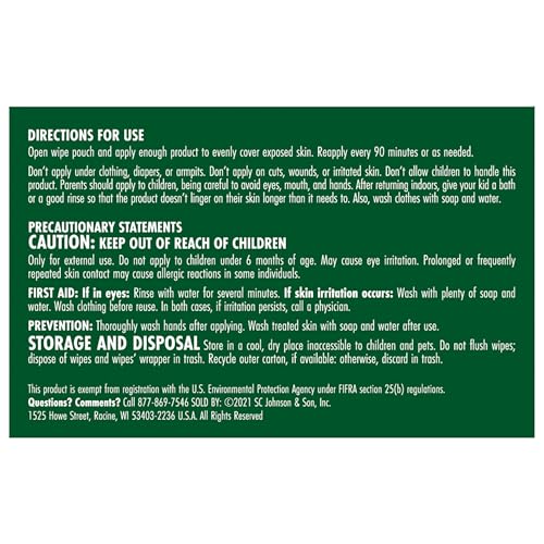 Wipes featuring plant-based botanical extracts for mosquito protection.