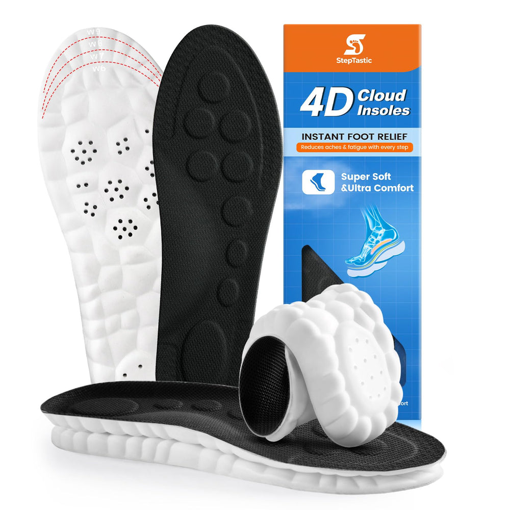 StepTastic 4D Cloud Insole with arch support provides steady walking comfort.