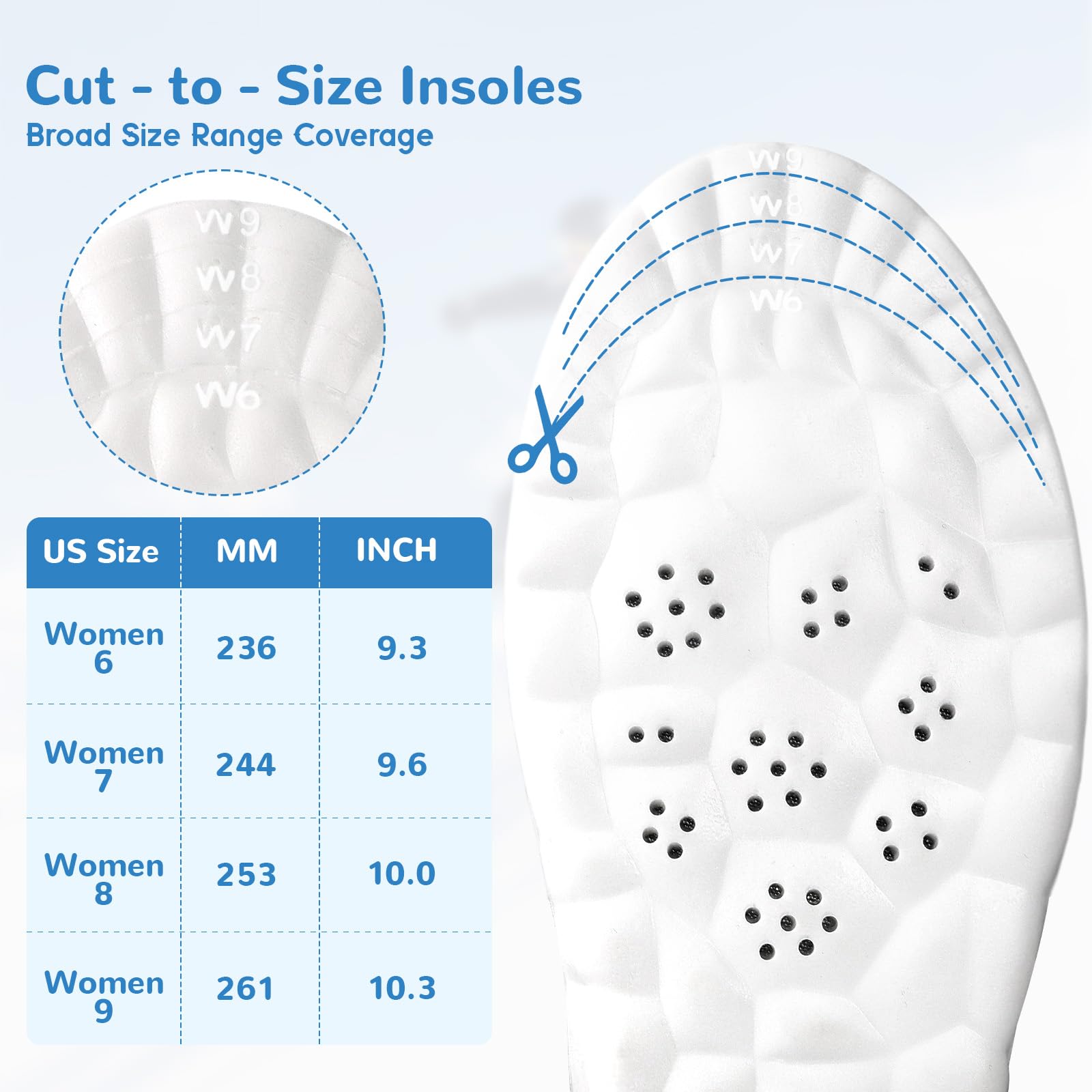 StepTastic breathable-insole holes keep feet cool and dry during wear.