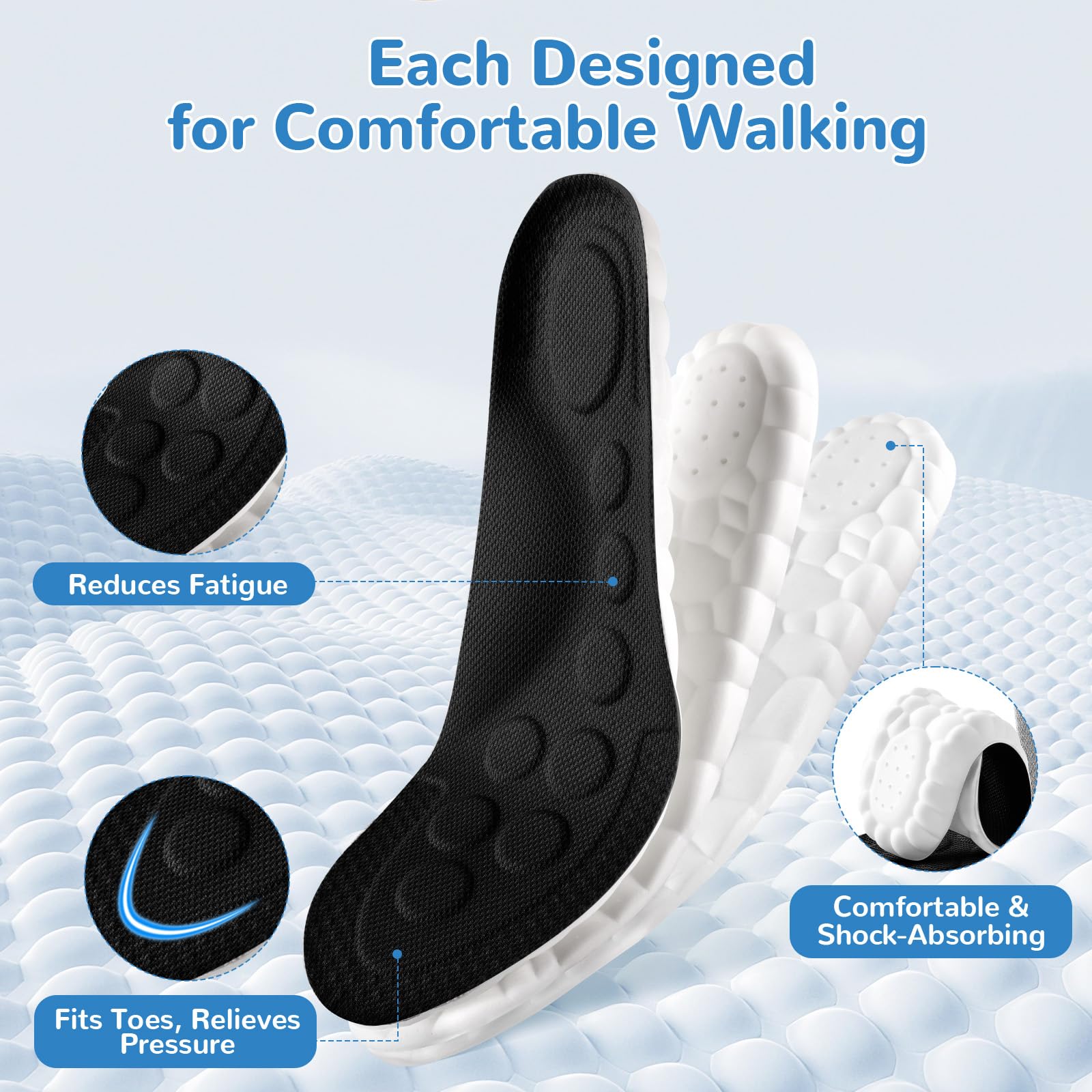 StepTastic insole massage points stimulate pressure zones for relaxed standing.