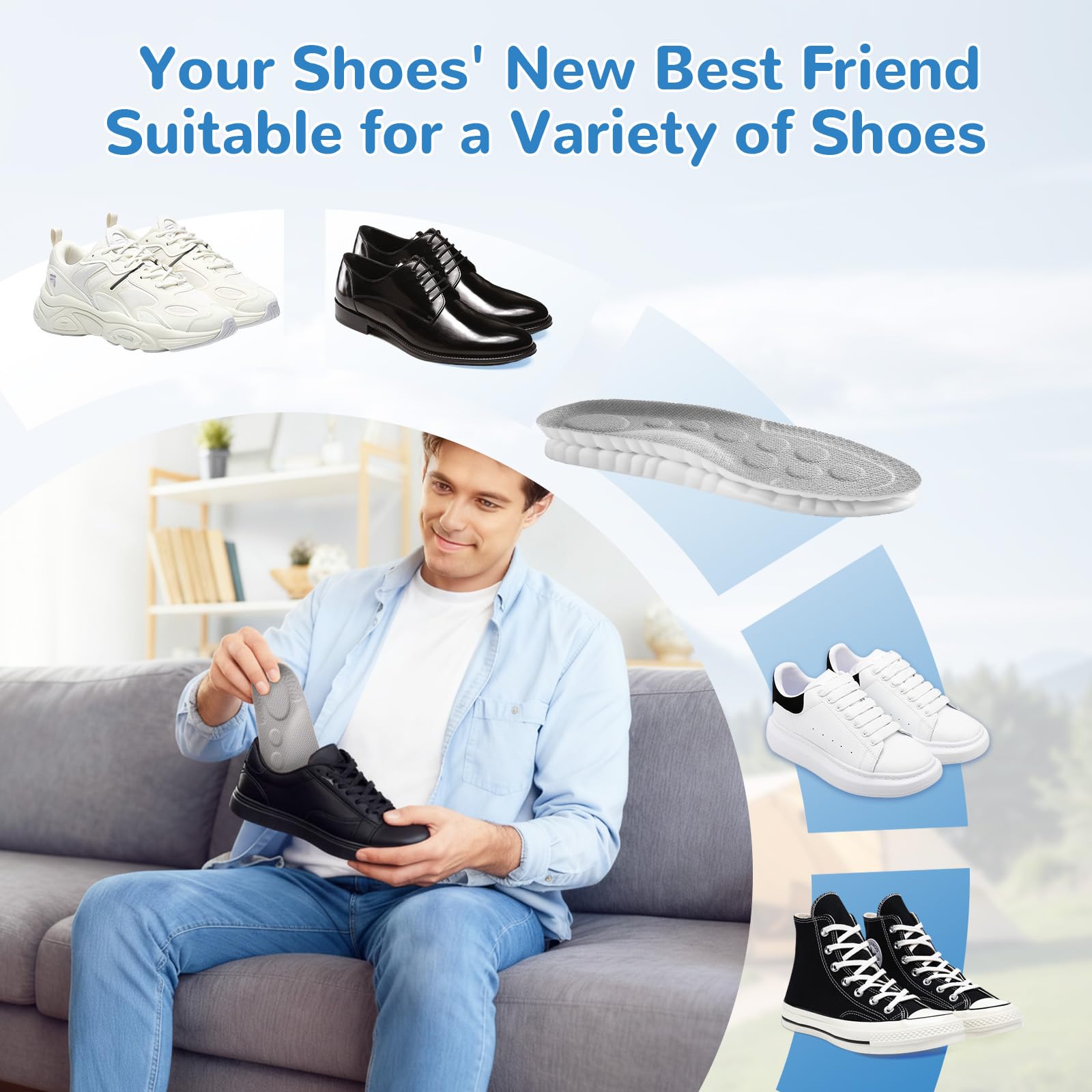 StepTastic Insole massage points ease foot fatigue during standing.