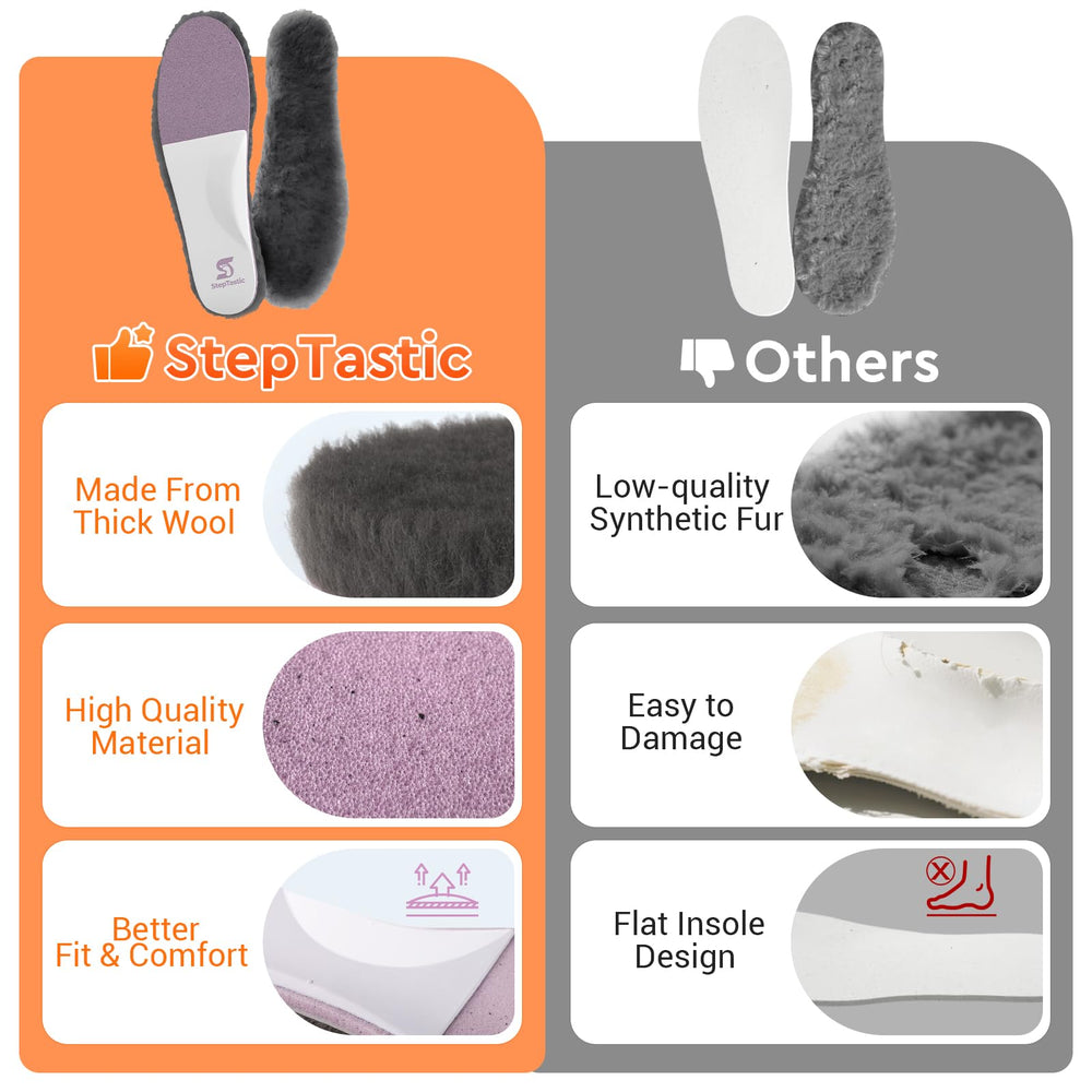 StepTastic insoles in wide sneakers for a cozy, comfortable fit