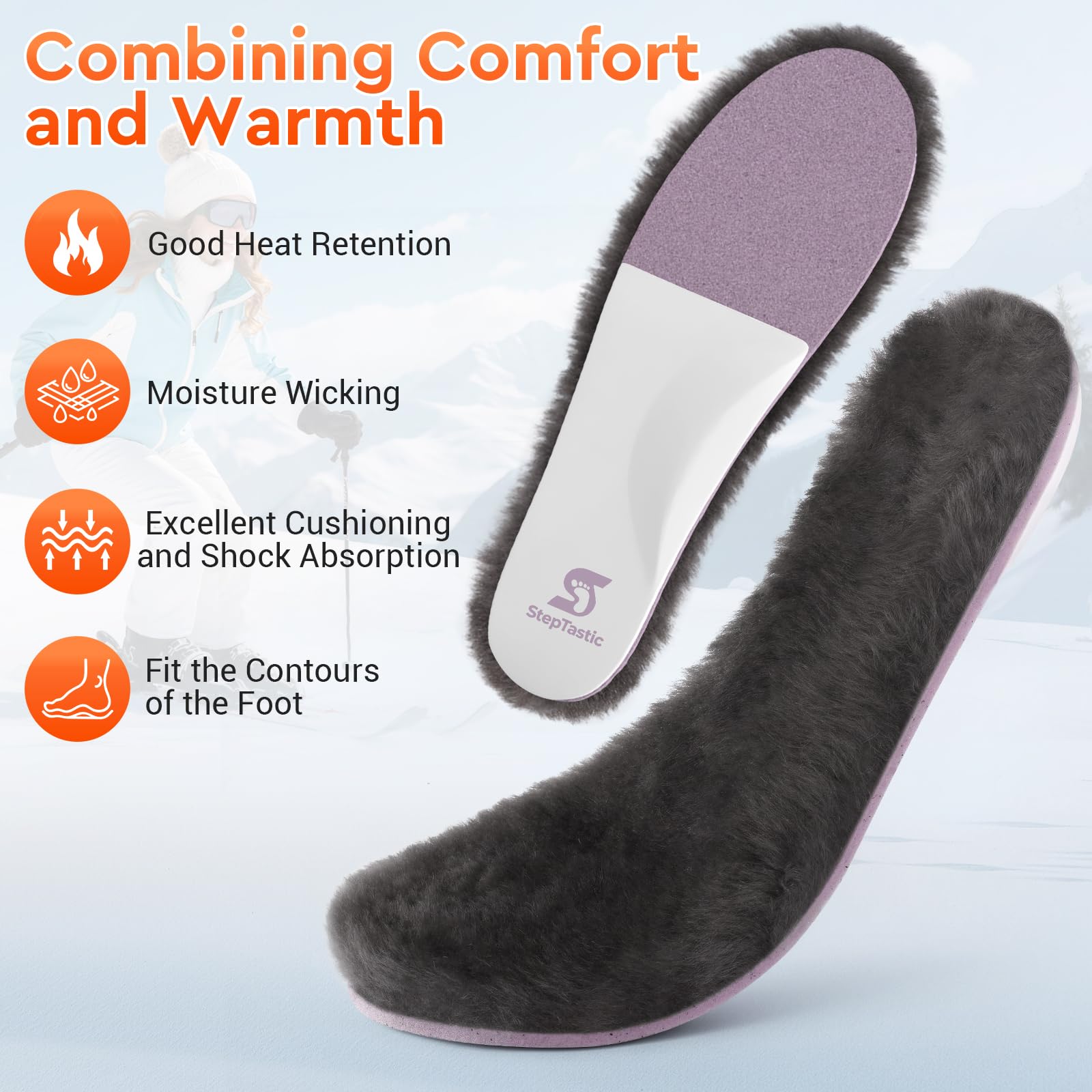 StepTastic insoles in work boots with arch contour and cushioning