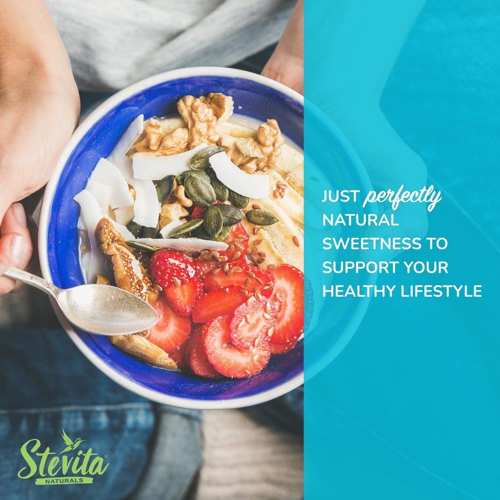 Stevita eco-friendly packaging highlights freshness and value.