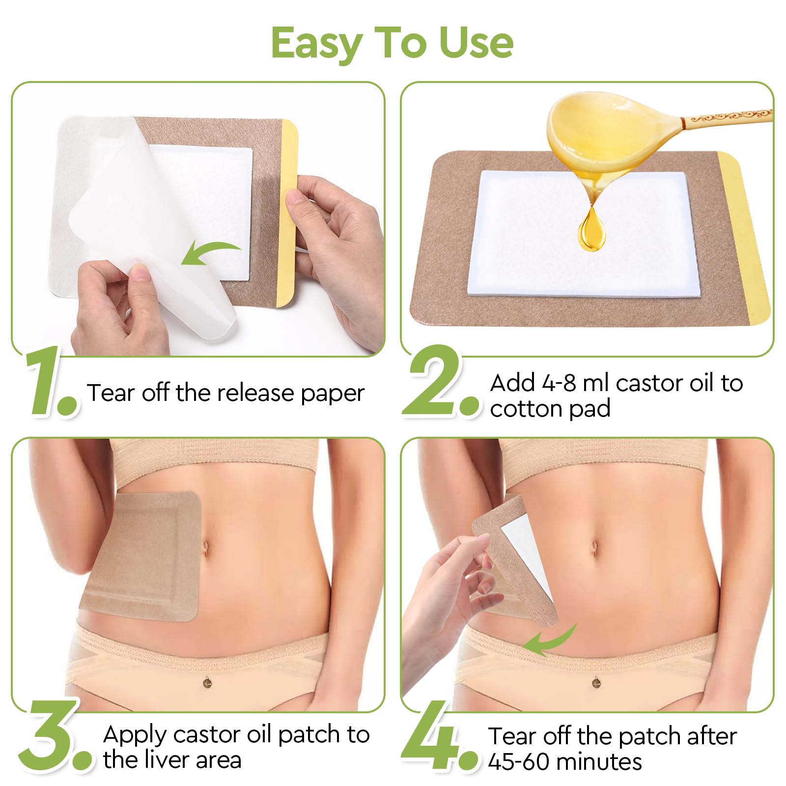 STFOCE castor oil pack wrap 7-9x5-5, comfortable fit.