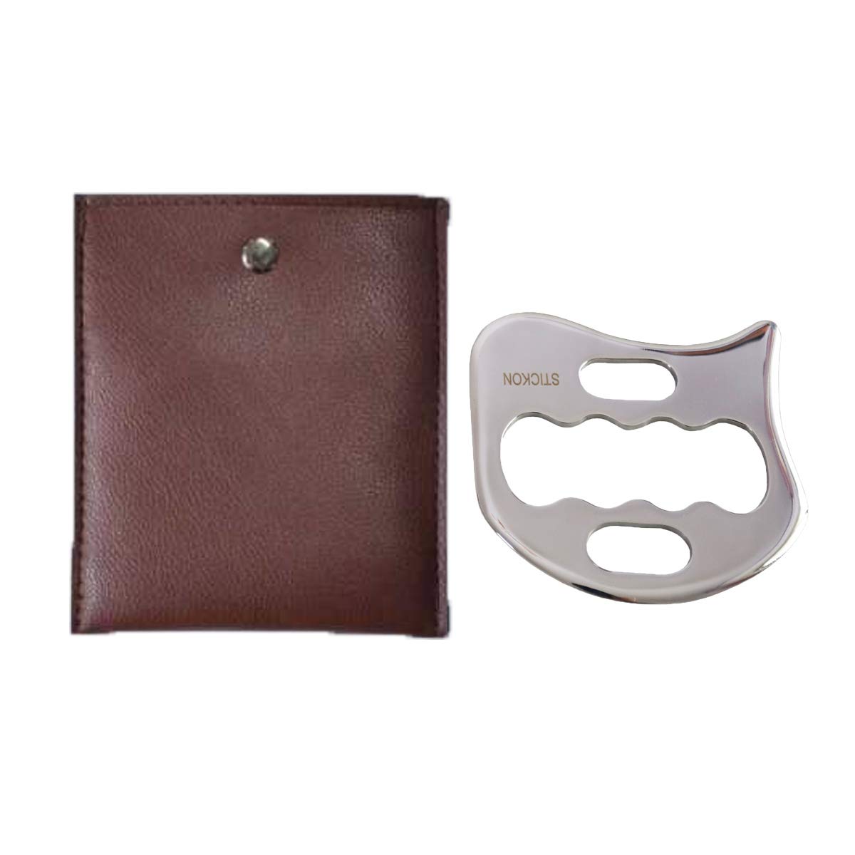 STICKON Gua Sha Tool K-Shape mirror-finish close-up of premium steel