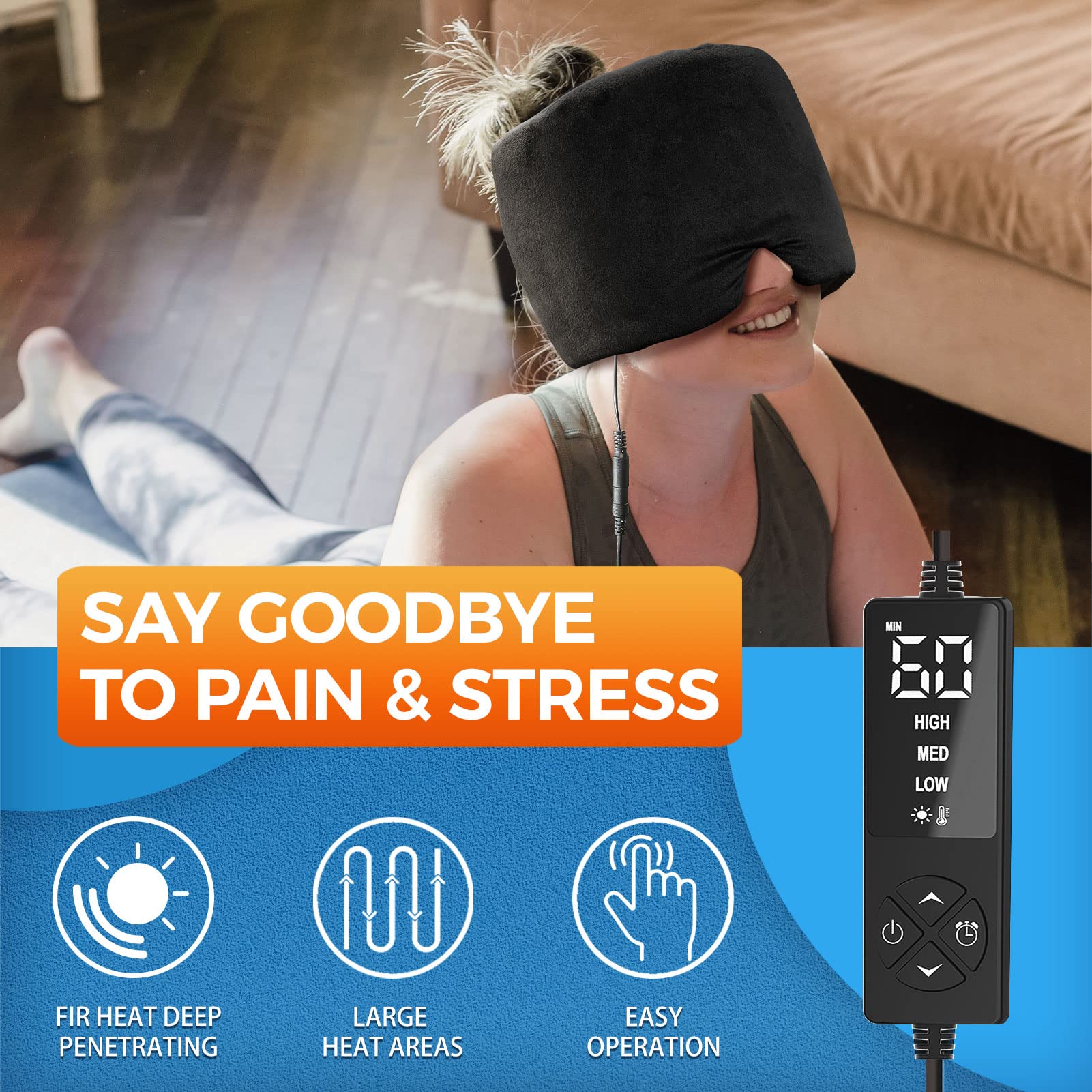 Sticro mask includes 12V adapter and long cord for flexible room use
