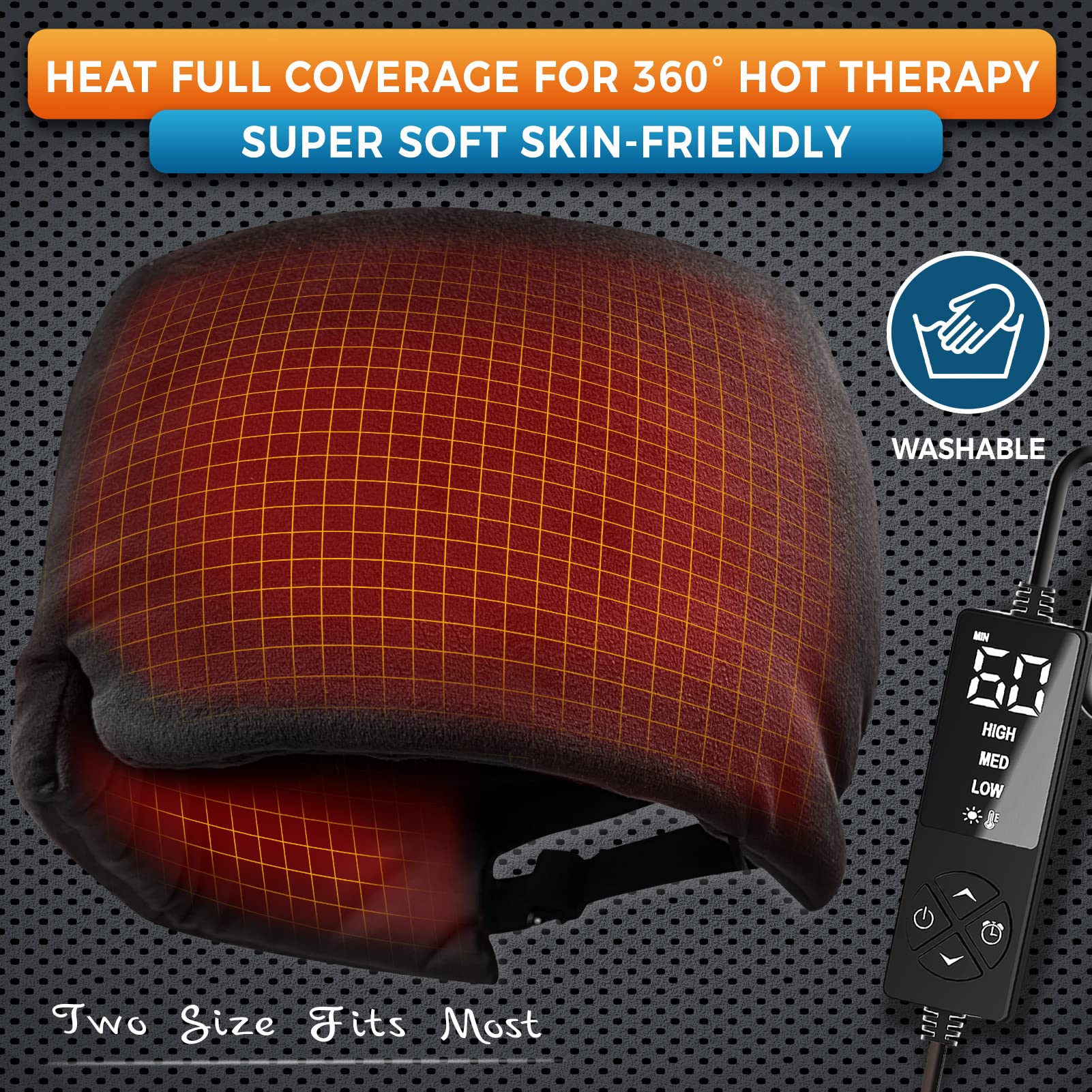 Sticro heated cap displays three temperature settings for customization.