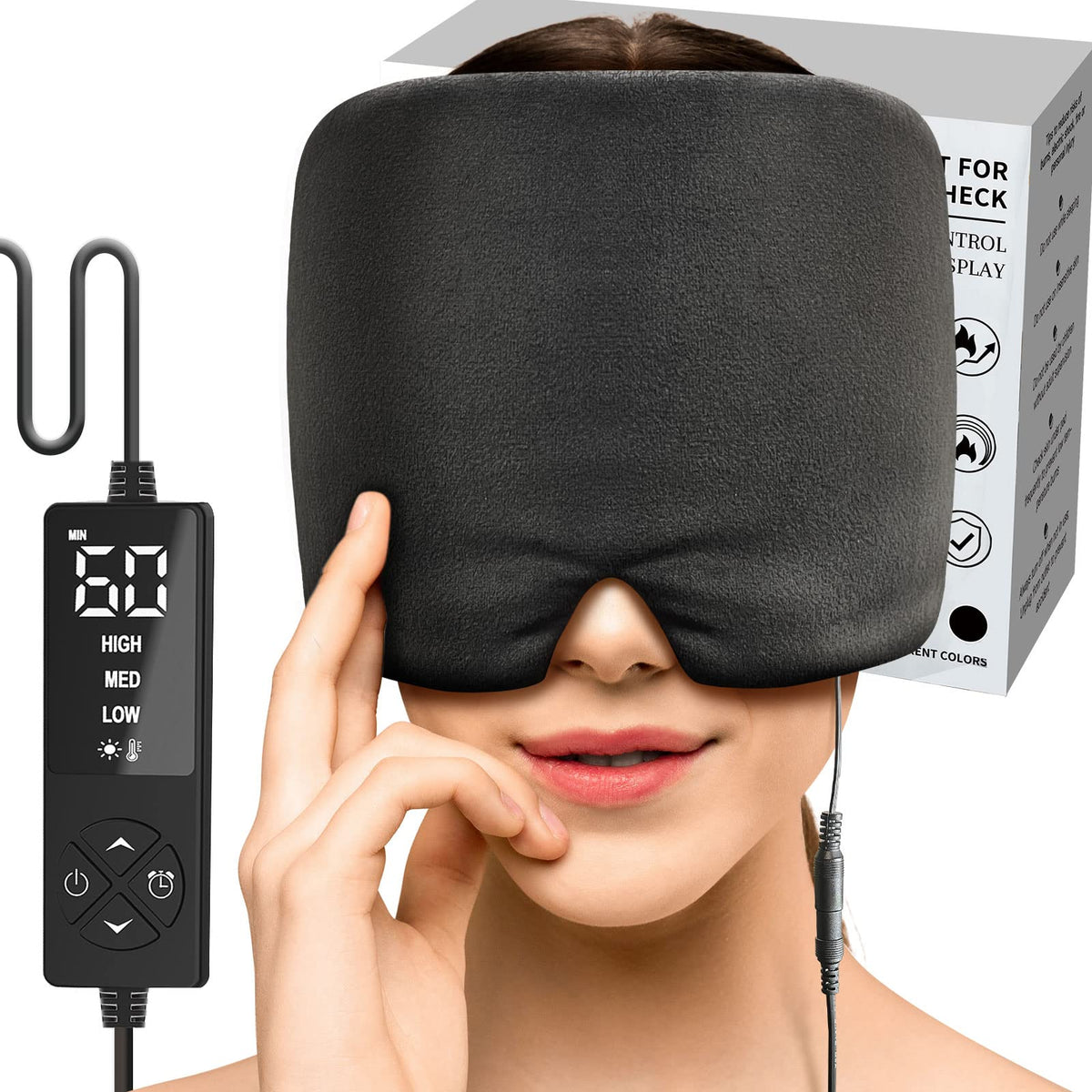 Sticro form-fitting headache cap shows full forehead coverage for targeted warmth.